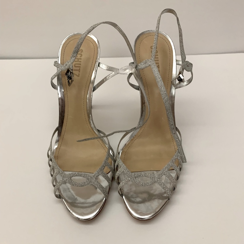 Schutz Silver Heeled Sandals